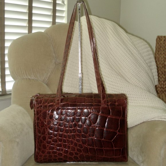 VTG Auth. TITTI DELL' ACQUA by MAXIMA Genuine Alligator Satchel Bag - Picture 1 of 8
